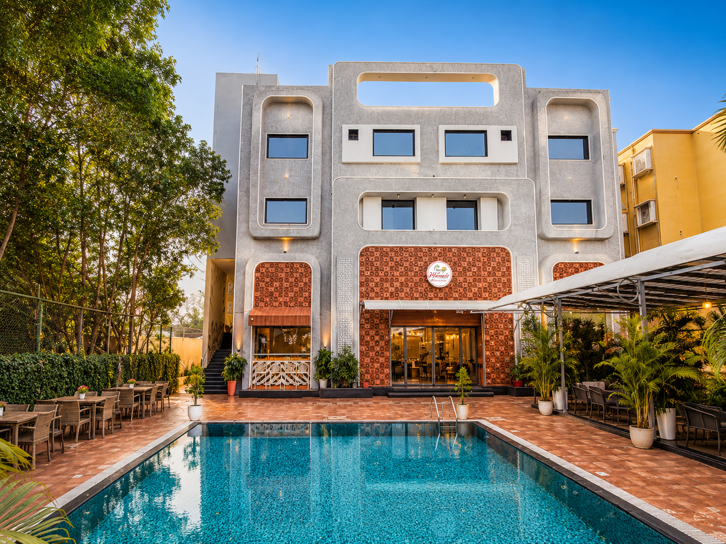 Poolside celebration setting at Jashn Resort